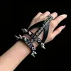 Pulsera de Cuero Tachonada con Pedrería Estilo Americano Transfronteriza Decoración de Calavera Metálica Estilo Y2K Punk Gótico Pulsera Personalizada