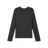 Nueva Camisa Base de Tencel Acetato para Mujer Otoño e Invierno, Tejido de Punto Cálido de Lana Lyocell con Cuello Redondo, Top Interior de Color Sólido