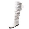 Comércio Exterior Transfronteiriço tamanho grande 43 botas femininas de cano alto com tira no calcanhar mulheres desejo Amazon outono e inverno botas plissadas de salto baixo europeias e americanas