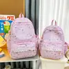 Mochila linda con estampado de gatito estilo japonés para estudiantes mujeres, mochila casual estilo coreano con ribete de encaje, ligera y de gran capacidad
