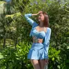 Novo Maiô Sexy Europeu e Americano Dividido Feminino Cobertura da Barriga Emagrecimento Reunião de Seios Pequenos Biquíni Conservador Maiô para Spa