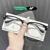Armações de Óculos Meio Aro Estilo Business da Moda Tr Armação Quadrada Masculina Óculos Sem Grau Anti-Luz Azul Podem Ser Equipados com Lentes de Grau Tendência