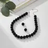 Colar Brincos Pérola Negra Imitação Estilo Europeu Americano Simples Retrô Corrente de Clavícula Colar da Moda Celebridade da Internet conjunto