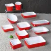 Plato para Guarnición de Restaurante de Barbacoa Blanco y Rojo de Melamina Caja Creativa Comercial para Brochetas Hot Pot Platos Fríos Bowl Inclinado para Verduras