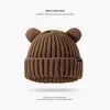 Gorro de Punto Oversize Holgado Estilo Japonés con Orejas de Oso para Mujer, Gorro de Invierno Engrosado Cálido Versátil que Hace que la Cara Parezca Más Pequeña