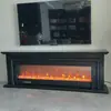 Móvel de TV com Lareira Estilo Francês 1.8/2.2/ 2.4m Feito de Madeira Maciça para Uso Doméstico na Sala de Estar com Decoração de Chama Simulada e Aquecimento Elétrico