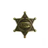 Broche de Estrella Hexagonal de Sheriff Occidental, Insignia Metálica Vintage Tricolor, Accesorio Estilo Americano, Artículo Transfronterizo en Stock