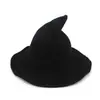 Gorro de Mago de Punto de Color Sólido Sombrero de Halloween Otoño Invierno Mujer Sombrero de Bruja Puntiagudo Sombrero Mágico Plegable