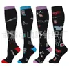 Set de Calcetines de Compresión con Patrón Floral Transfronterizo para Correr al Aire Libre, Calcetines Deportivos Largos para Pantorrilla Absorbentes de Sudor, Calcetines de Compresión Elásticos de Alta Presión