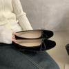 Sapatilhas de boca rasa de camurça estilo francês para mulheres primavera e outono novo estilo coreano estilo fada suave sapatos de salto baixo com sola de gorro