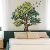 Pegatinas de Pared de Árbol Verde y Pájaro para Dormitorio, Sala de Estar, Entrada, Dormitorio, Decoración del Hogar, Autoadhesivas, Al Por Mayor, Transfronterizo