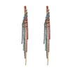 Brincos de Corrente Longa com Garras Exageradas Elegantes de Prata S925 com Strass para Mulheres Brincos com Franjas de Diamante Colorido Europeus e Americanos Brincos da Moda