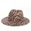 Cross-border venda quente leopardo estampa chapéu de lã homens e mulheres moda retro big brim Jazz chapéu de abas planas feltro chapéu casal