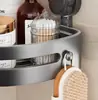 Prateleira triangular com ventosa adesiva, prateleira de luxo para banheiro, prateleira de armazenamento para vaso sanitário, toalheiro de banheiro, cinza