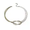 Joyería Transfronteriza Europea y Americana Simple Versátil Fresca Japonesa y Coreana con Perlas Cubo de Azúcar Perla Redonda Collar Venta al por Mayor