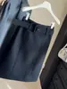 Falda Midi de Lana Gris de Alta Gama Estilo Coreano para Mujer Otoño Invierno Nueva Cintura Alta Adelgazante Ceñida a las Caderas Tubo Recto Falda de Temperamento Midi