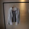 Camisa Popular de Dos Piezas [Bi Zheng] 2025 Nuevo Verano para Mujer Coreana Color Puro Camisa + Tirantes 3299