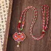 Collar de joyería de brocado Song, colgante de collar de brocado Song de seda roja vintage, adecuado para el uso diario con Hanfu de estilo antiguo, accesorio de brocado Song