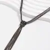 Joyería Transfronteriza Europea y Americana Simple Collar de Cadena con Borla de Metal en Forma de Y Estilo Frío Cadena para Clavícula de Cuentas CCB Multicapa