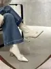 Primer Encuentro Temporada Dulce Nicho Lazo Punta Fina Moda Botines Tobilleros Mujer Temperamento Delgado Tacón Alto Estilo Slip-on Elástico Adelgazantes Botas