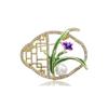 Broche de Orquídea de Moda con Perla de Ventana para Mujer Temperamento Perla de Alta Gama Estilo Chino Planta Flor Ramillete Pin de Nicho