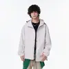 Jaqueta com capuz masculina estilo americano, cor sólida, para primavera e outono, alta rua, esportes ao ar livre, tendência para adolescentes