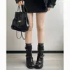 Botas de tacón grueso para mujer que aumentan la altura y estilizan, Nuevas Botas Cortas Versátiles de Suela Suave Estilo Vintage Otoño 2026 para Faldas, Estilo Maillard