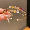 Pulsera Abierta de Rombos de Zircón Lujo Ligero Sensación de Gama Alta Exquisito Anillo de Mano Fresco Dulce Versátil Diseño de Joyería de Mano Sentido de Diseño Nicho