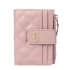 Celebridad de Internet Cartera Corta para Mujer Moda Europea y Americana Bordada Rombo Pequeña Cartera Hebilla de Cremallera Compartimento para Múltiples Tarjetas Billetera para Monedas Tendencia