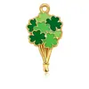Série Festival Irlandês DIY Desenho Animado Esmalte Joias Acessórios Pingente Único Trevo Verde Pulseira Charme