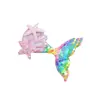 Nuevo Pasador de Sirena con Lentejuelas de Princesa Lindo Pasador de Cola de Pez para Niños Clip Lateral para Flequillo Tocado de Estrella de Mar y Concha