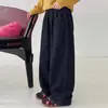 Pantalones de pierna ancha de mezclilla lavado oscuro estilo coreano nuevos para otoño 2026 para niñas, pantalones rectos adelgazantes para niños grandes, pantalones largos para estudiantes