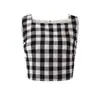 Camisole preto xadrez de um ombro só, corte justo, estilo garota picante, puro desejo, top com costas bonitas, conjunto de shorts moderno e versátil