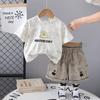 Sombrero de verano para niño, traje de manga corta, ropa infantil de estilo occidental, 2025, nueva ropa infantil fina de verano de moda.