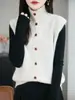 Suéter de punto para mujer, mezcla de polar, bloques de color, cuello redondo, perro de caricatura, suave y cómodo para otoño e invierno, un suéter pullover juvenil y elegante para usar como capa base