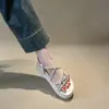 Sandalias de Mujer para Verano 2026, Estilo Nuevo, Adecuadas para Faldas, Suela Gruesa, Versátiles, con Pedrería, para Exteriores, Sandalias Romanas Planas de Playa