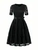 Vestido Formal de Moda Nueva Primavera/Verano Europeo y Americano Encaje Adelgazante Temperamento Vestido con Lazo Fuente