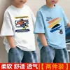 Camiseta de Manga Curta para Meninos Estilo Verão Fino 2026 Novas Roupas de Verão Infantis Meia Manga Algodão Puro Top para Criança Grande Camiseta de Menino