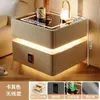 Mesa de Cabeceira Inteligente Moderna Simples Madeira Maciça com Luz Quarto Luz Luxo Multifuncional Carregamento Sem Fio Bluetooth Armário de Cama Inteligente