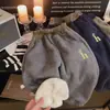 [Lã de Alpaca] Calça Longa Estilo Coreano para Meninos, Estilo Casual Universal, Calça de Lã para Outono e Inverno, Engrossada para Uso ao Ar Livre, Antiestática