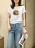 Camiseta de algodão canelado 220g para mulheres, venda direta do mercado da Rua Treze de Guangzhou, top justo de manga curta, fornecimento exclusivo da segunda leva de verão