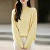 Nuevo Suéter de Punto de Lana Cachemir Otoño/Invierno 2026 Cuello Alto Medio Borde Enrollado Manga Larga Color Sólido para Mujer Suéter de Lana Cepillada