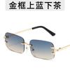 Comercio exterior nuevo marco metálico gafas de sol sin montura para viajar gafas anti-ultravioleta caja clásica gafas de sol