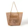 Bolsa de picnic para viajes al aire libre multifuncional, bolsa de compras de gran capacidad con un solo hombro, bolsa de malla plegable para almacenamiento de juguetes