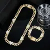 Europeu e Americano Transfronteiriço Formato de Coração Corrente Cubana Estilo Hip-Hop Masculino Hiphop Elegante Design Personalizado Colar Pulseira Acessórios
