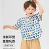 Camisa de Verano para Niños de Manga Corta 2025 Nueva Elegante Delgada Cuello Campana Top para Bebé Moda Trendy Estampado Completo