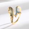 Anillo Ajustable Abierto con Ballena Pequeña Incrustada de Zirconia, Venta Caliente Europea y Americana, Accesorios de Joyería Transfronterizos Marinos, Regalo