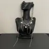 Colar de Corrente com Miçangas e Franjas Estilo Garota Popular Doce e Descolada para Mulheres, Corrente Única para Clavícula com Personalidade Punk, Corrente de Pescoço Versátil e na Moda