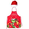 Nuevo delantal navideño transfronterizo con estampado de Papá Noel, utensilios de cocina, impermeable y a prueba de aceite, suministros para fiestas navideñas