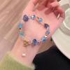 Pulseira de cristal em formato de coração pêssego super brilhante, nova moda popular para primavera e verão, pulseira feminina com design doce, fresco, niche Mori